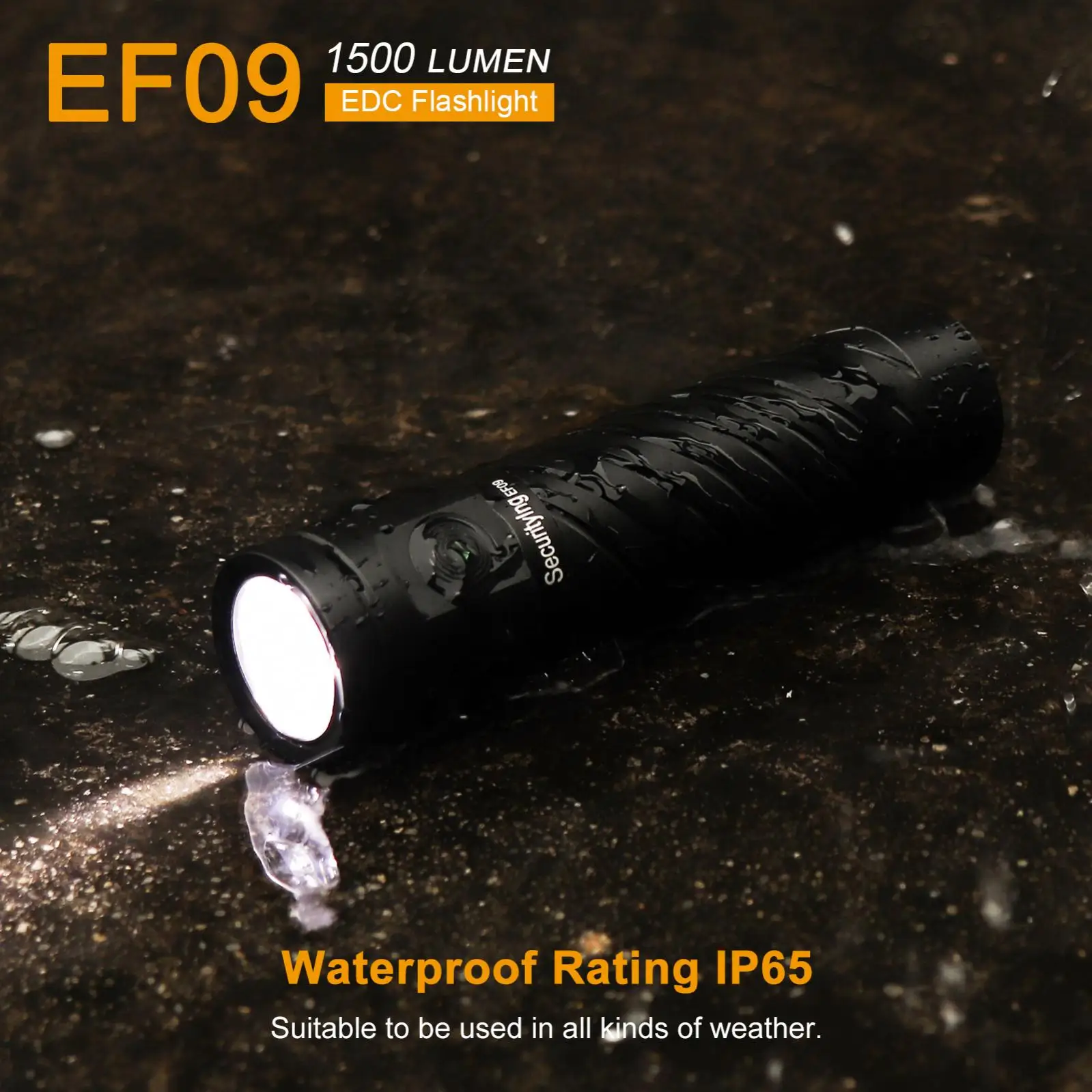 EF09 Powerful LED Flashlight Rechargeable Waterproof 1500 Lumens EDC Flash Light Torch Lamp Power Indicator for Outdoor Camping