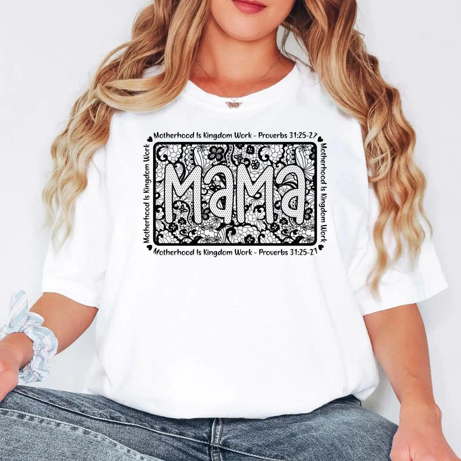 Mama Christian Shirt Motherhood Is Kingdom Work Tshirts Short Sleeve Religious Mother T Shirts Fashion Bible Verse Mom Gift