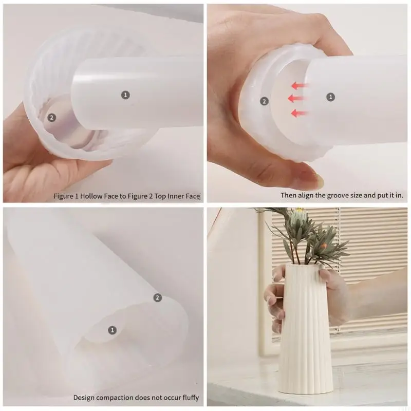 C1FE 2 Pcs Striped Flower Vase Mold Table Ornament Mold DIY Home Decorations Tool