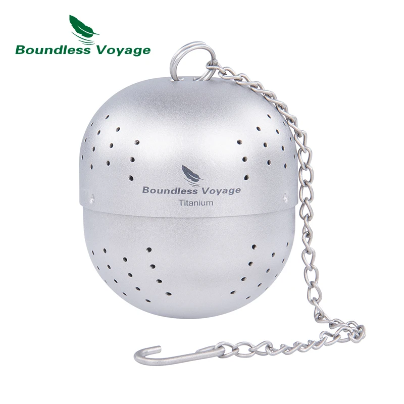 Boundless Voyage Titanium Tea Filter Tea Ball Infuser for Loose Tea Lightweight Tea Steeper with Extented Chain Hook For Camping