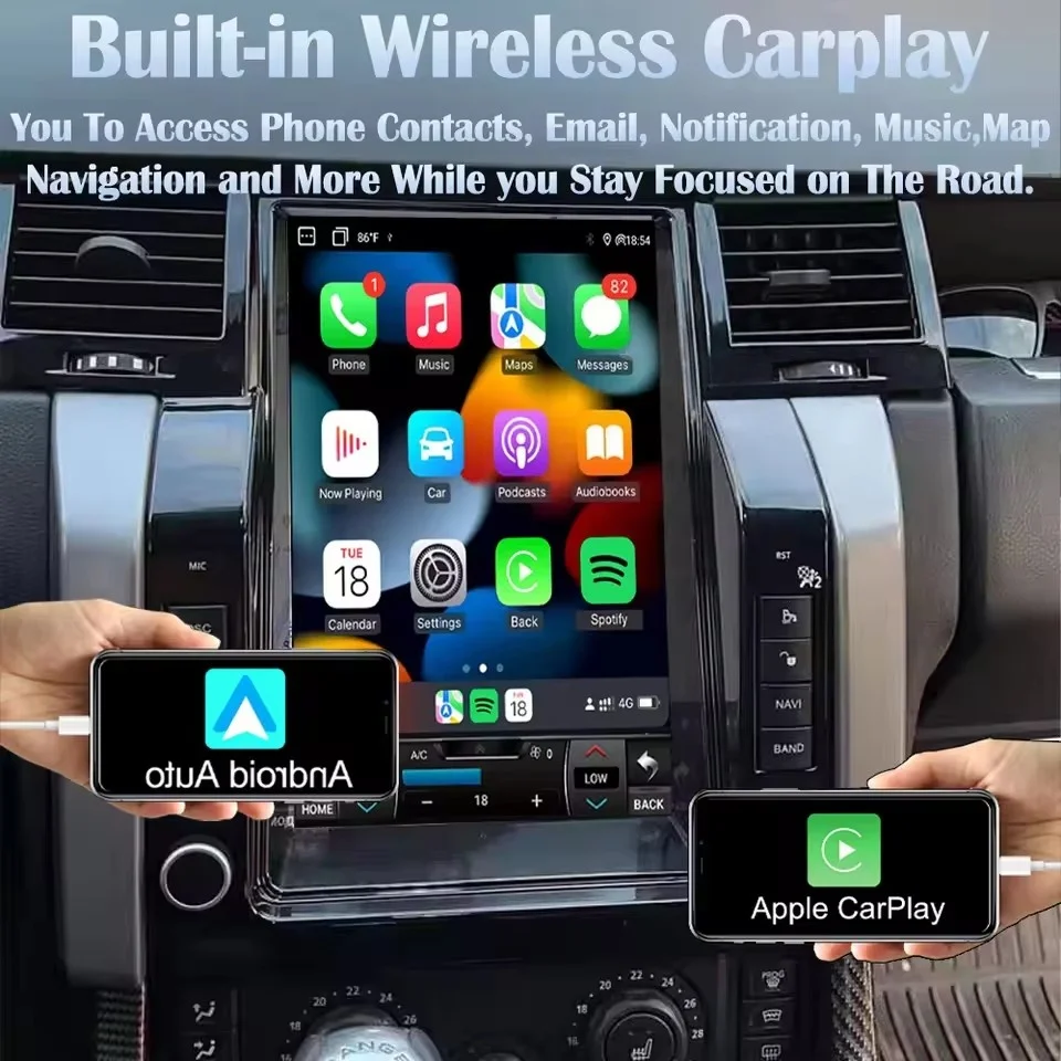 

Android 14 для Land Rover Range Rover Sport 2005-2009, мультимедийная навигационная система Carplay, автомобильная магнитола с сенсорным экраном, стерео-головное устройство
