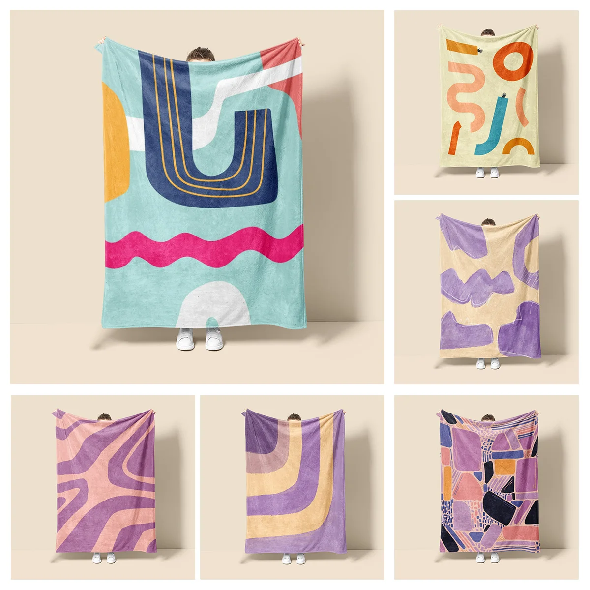 Morandi Color Blanket Abstract Botanical Graffiti Design Scandinavian Minimalist Sofa Blanket Cafe Home Dual Purpose