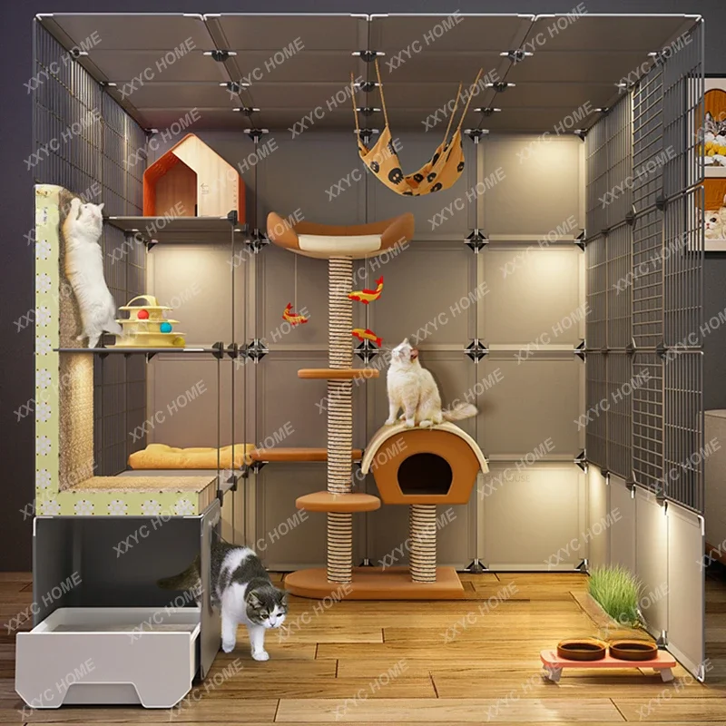 Cat Cages Super Large Free Space Cat Cage House Home Indoor  Villa Cat Litter Box  Cabinet Multi-layer