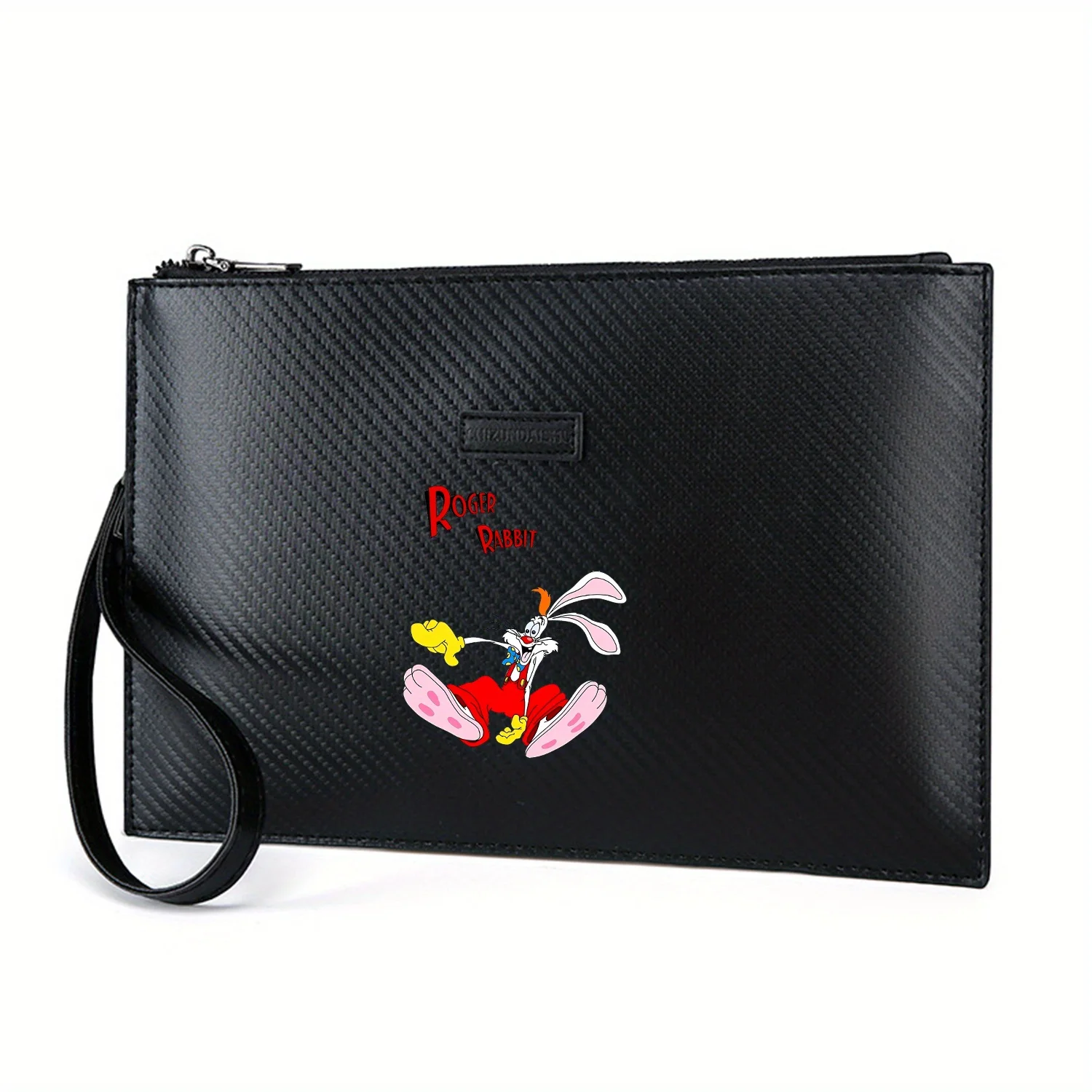 Rabbit in red overalls joyful. Elegant Printed PU Men's Handbag Fashionable and Practical for Everyday Carry