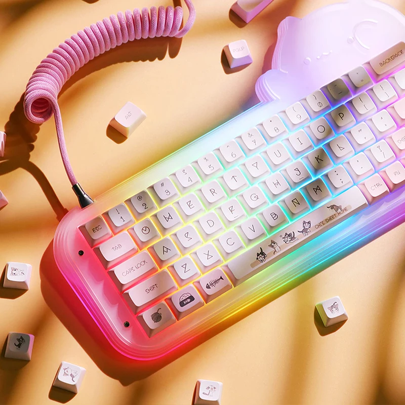 

Клавиша LUCKY - 137 / Комплект PINK CAT PBT Клавиша DIY Настройка клавиш XDA Profile для MX Switch Игры Механическая клавиатура