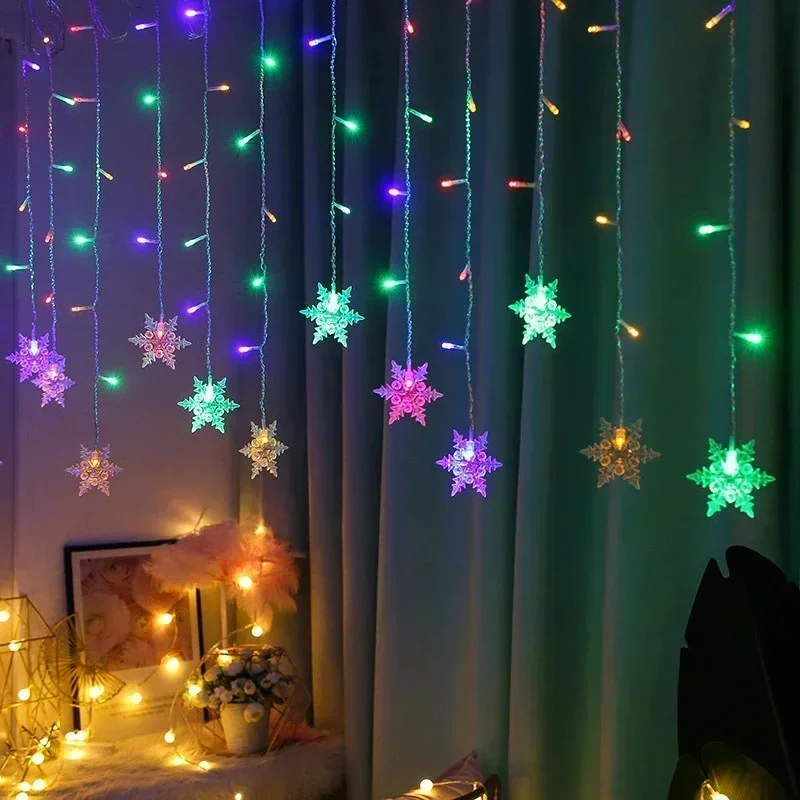 

Flashing 8 Modes Garden Light Snowflake Window Curtain Garland LED Icicle Fairy Light New Year 2025 Wedding Christmas Home Decor