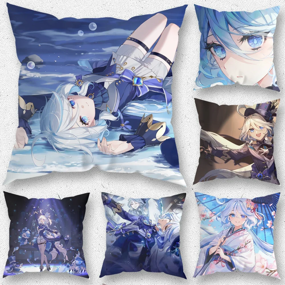 

Furina Genshin Pillow Case For Home Bedroom Room Decoration Living Room Sofa Cushion Cover Suitable