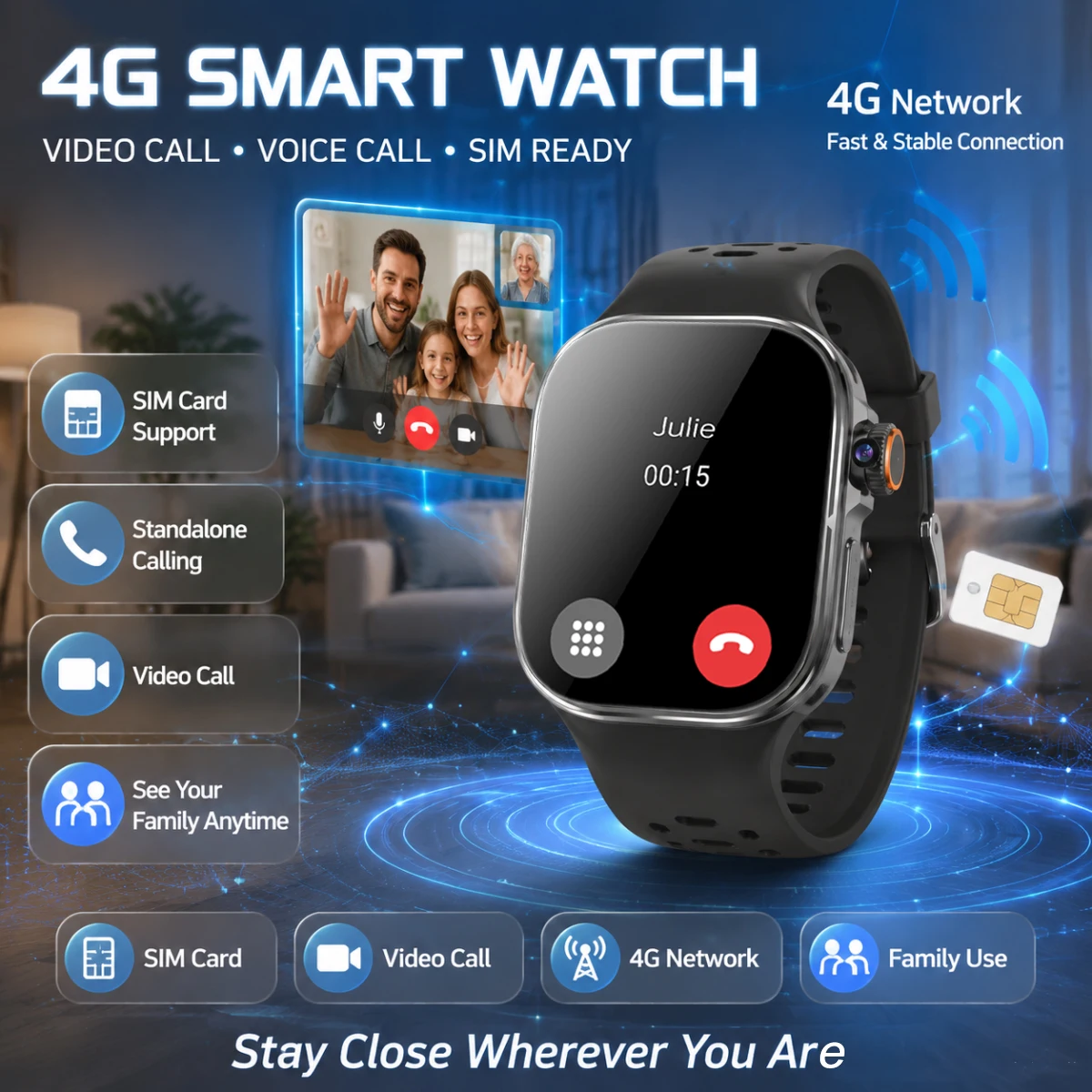 4G/3G Smart Watch 2.06 inch 410*502 AMOLED Screen Video Call 800W HD Camera GPS WIFI Google APPS Download Smartwatch Android 9.0