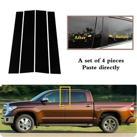 

For 2007-2024 Toyota Tundra Sequoia Sequoia car window trim strip, bright black center pillar sticker