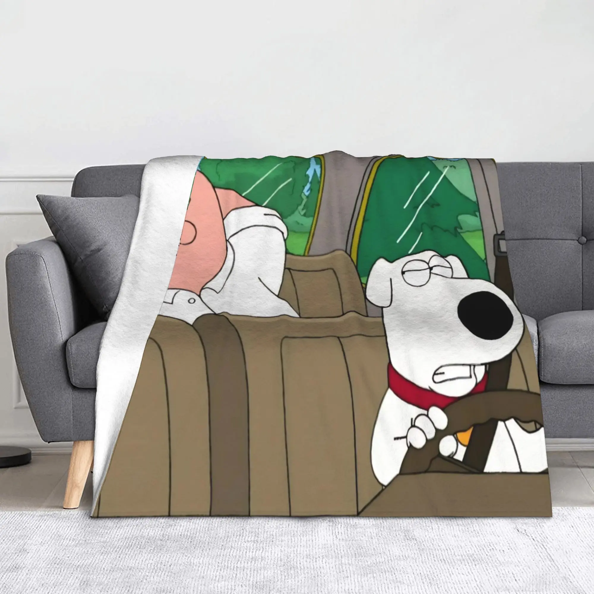 Familys Guys Anime Knitted Blanket Flannel Brian Dog Drive Super Soft Throw Blanket for Bedding Couch Bed Rug