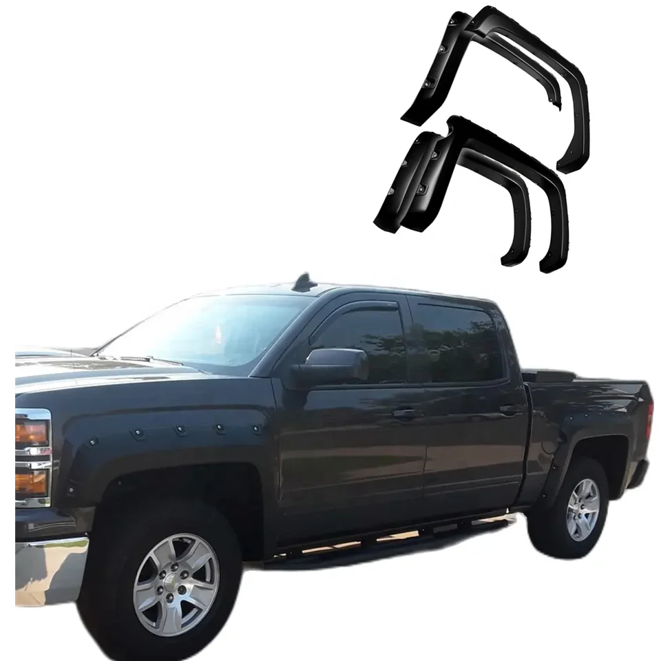 

KSCAUTO Matte Black Pocket Style Fender Flares For Chevy Silverado 1500 2014-2018 5.8' Bed