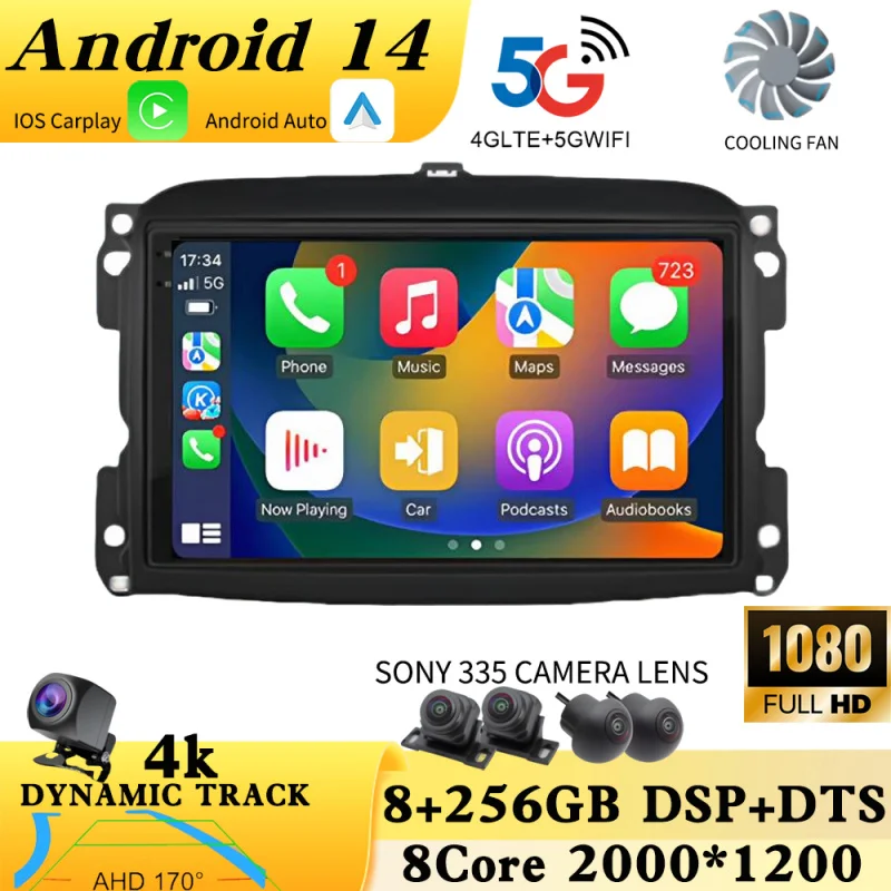 Android 14 CarPlay Car Radio For Fiat 500L Egea Doblo 2012-2017 Multimedia Autoradio DSP Video Player Audio Navigation Stereo