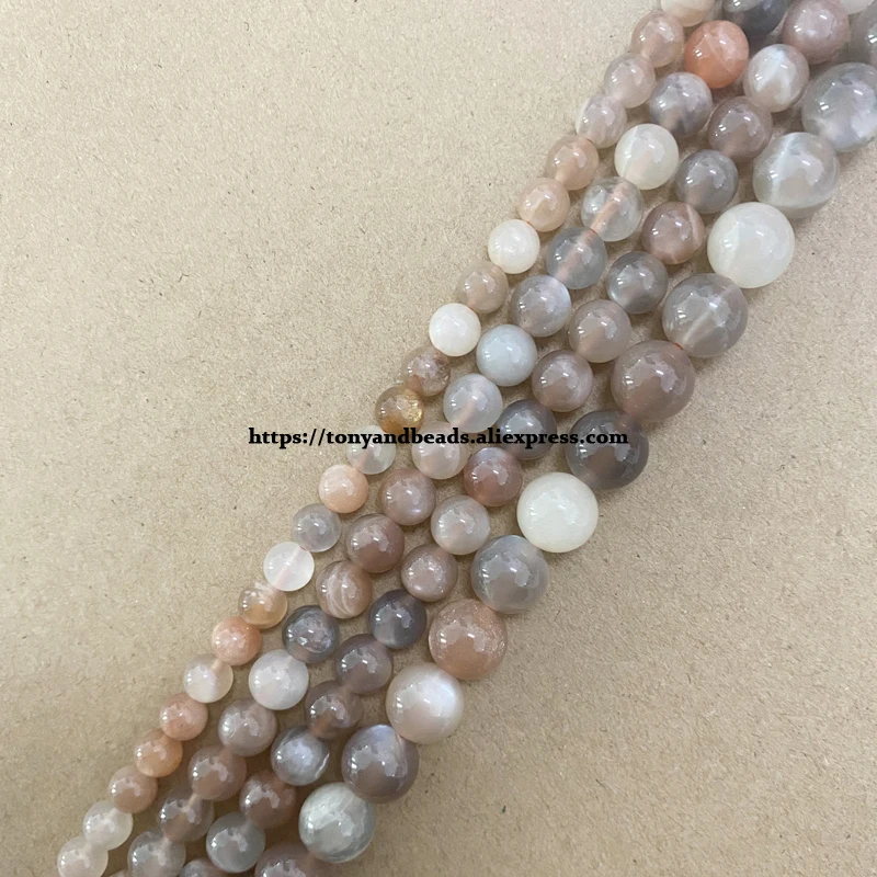 Semi-precious Stones Mixed Colors Moonstone Round Loose Beads 6 8 10 MM Pick Size For Jewelry Making DIY