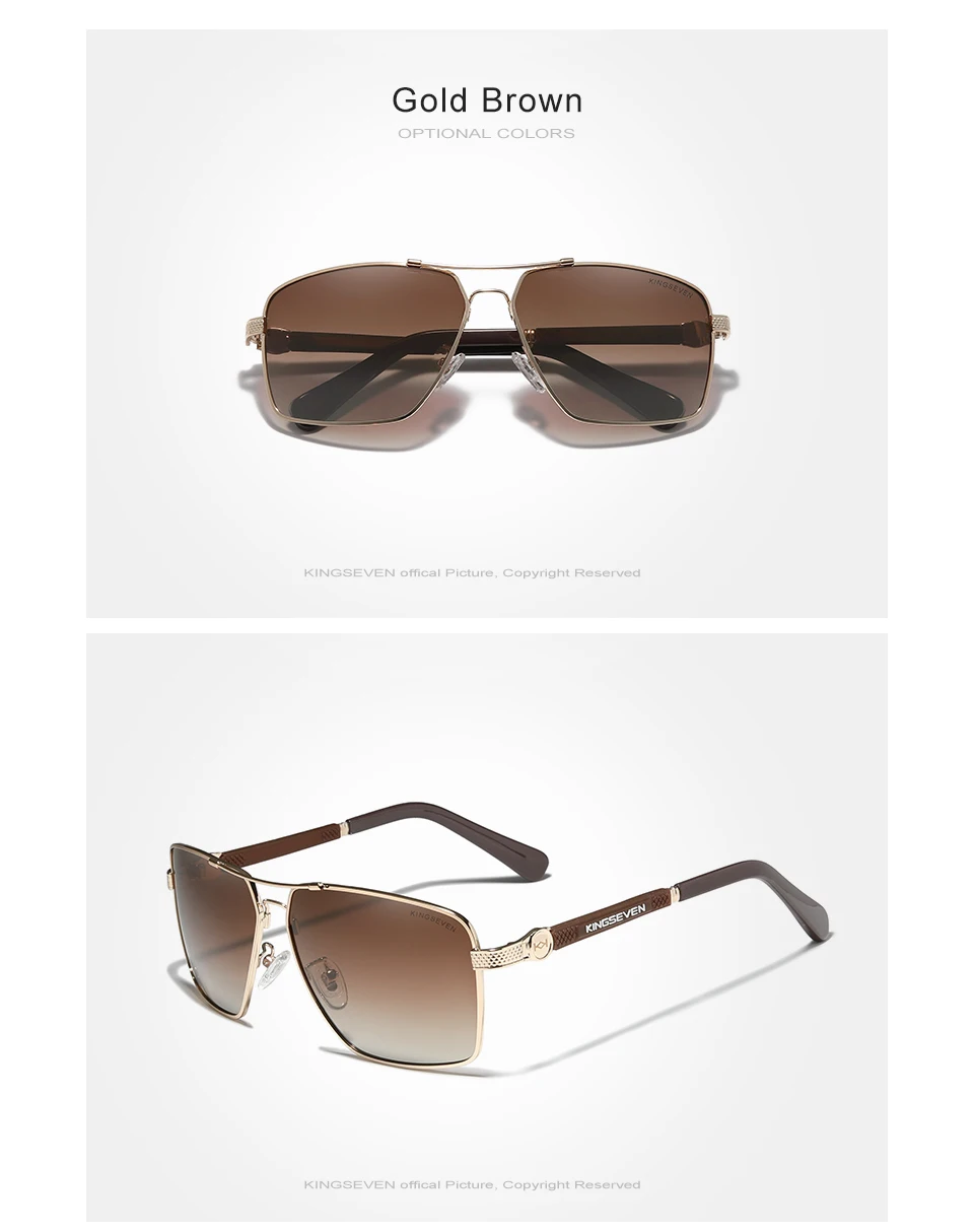 KINGSEVEN Design Sonnenbrille Für Männer/Frauen Neue Polarisierte UV400 Beschichtung Optische Linse Auto Reset Quadratischen Rahmen Fahren Brillen – Detail 11