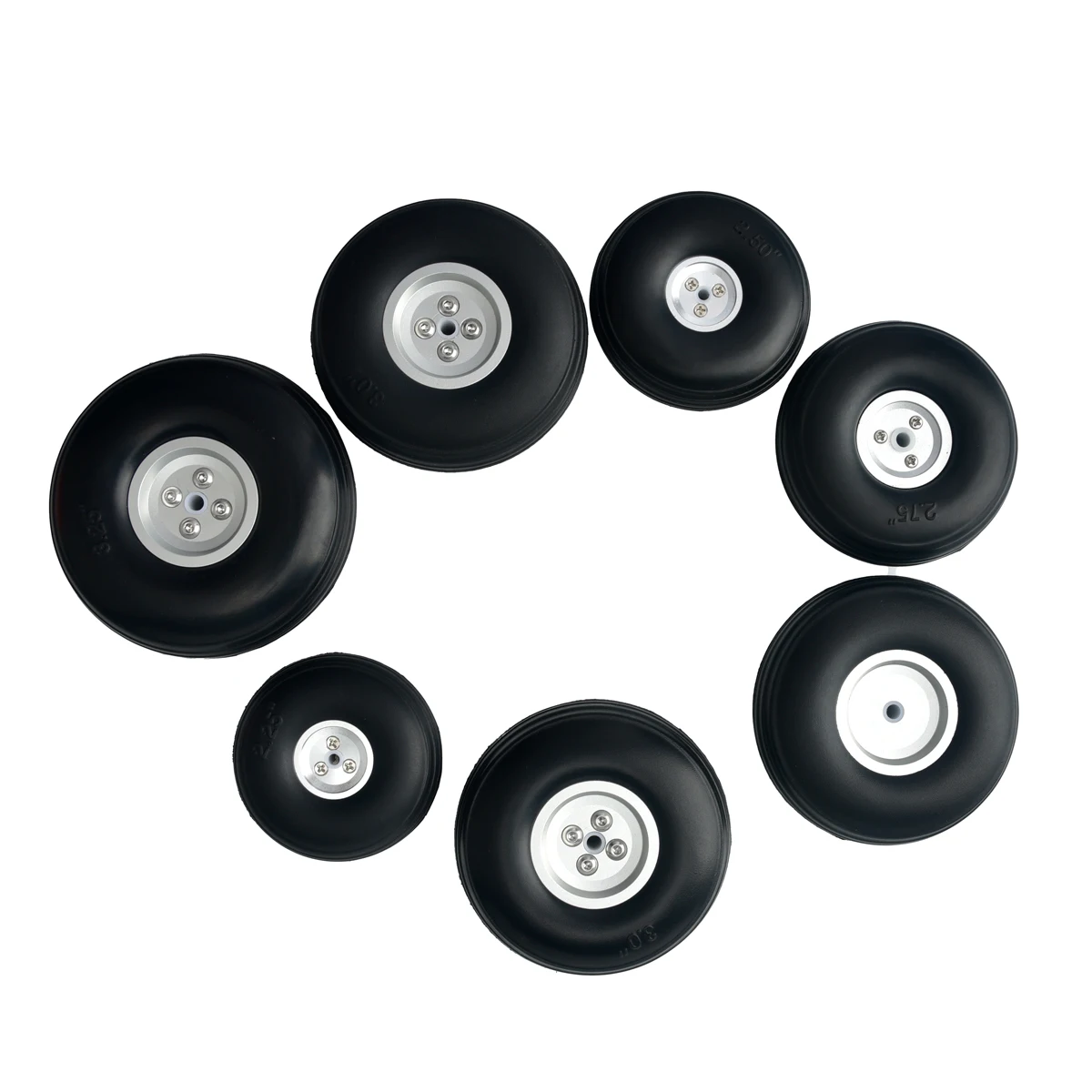 1 paire de roues en PU avec moyeu en aluminium, pneu de train d'atterrissage 1 "/1.25/1.5/1.75/2/2.25/2.5/2.75/3/3.25/3.5/3.75/4/4.5/5 pouces pour avion RC