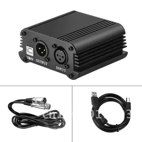 

48V USB Phantom Power Supply With USB Cable Microphone Cable For Mini Microphone Condenser Recording Equipment