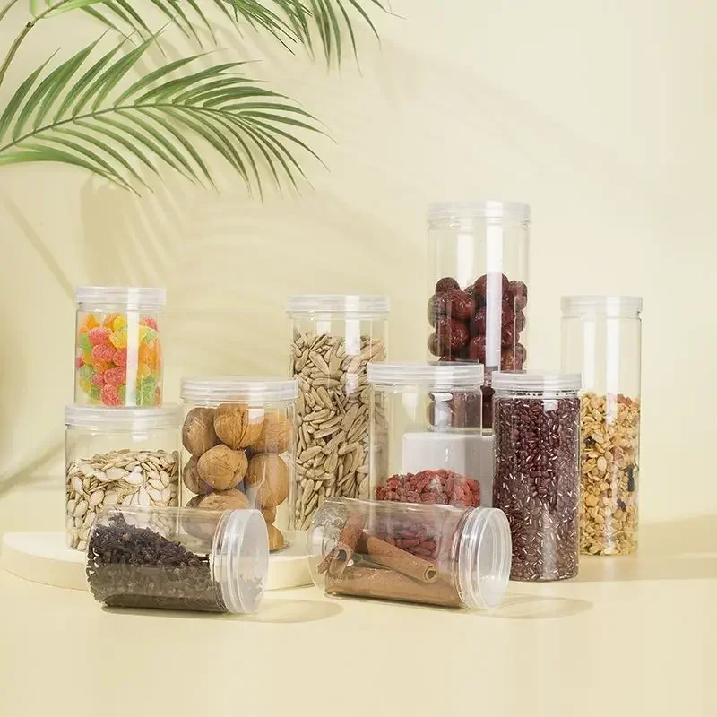 

10pcs Plastic Sealed Food Storage Cans Kitchen Grain Snacks Refrigerator Fresh-keeping Box Thick Transparent Nut Candy Jar