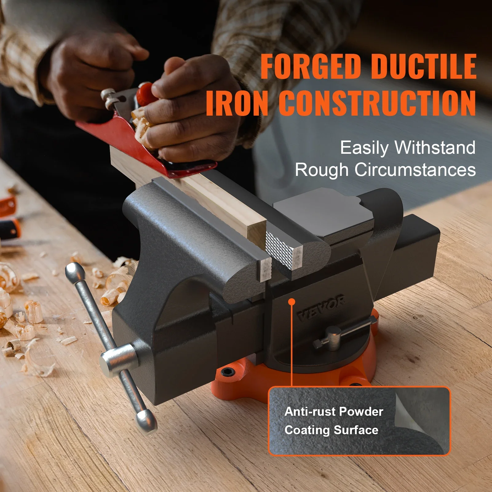 

tt Bench Vise 6 inch Multipurpose with Swivel Base & Anvil Heavy Duty Cast Iron for Drilling, Conduit Cutting, Sanding