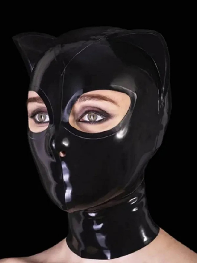 Latex new mask  hats hood cosplay with big protruding flappy ears including back zipper