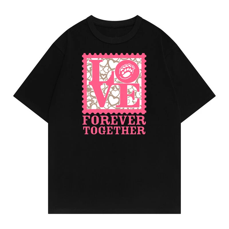 

Vayrich Brand 100% Cotton Original Summer Streetwear Hip Hop Tees Love Forever Together Print Unisex College Casual T-Shirt