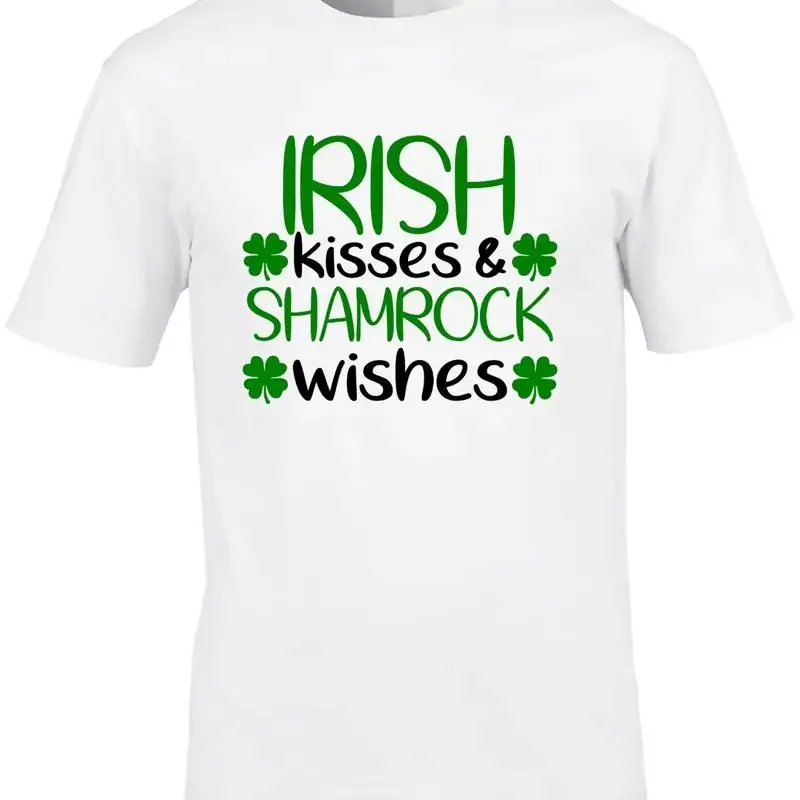 Irish Kisses Shamrock Wishes T Shirt St Patricks Day Kids