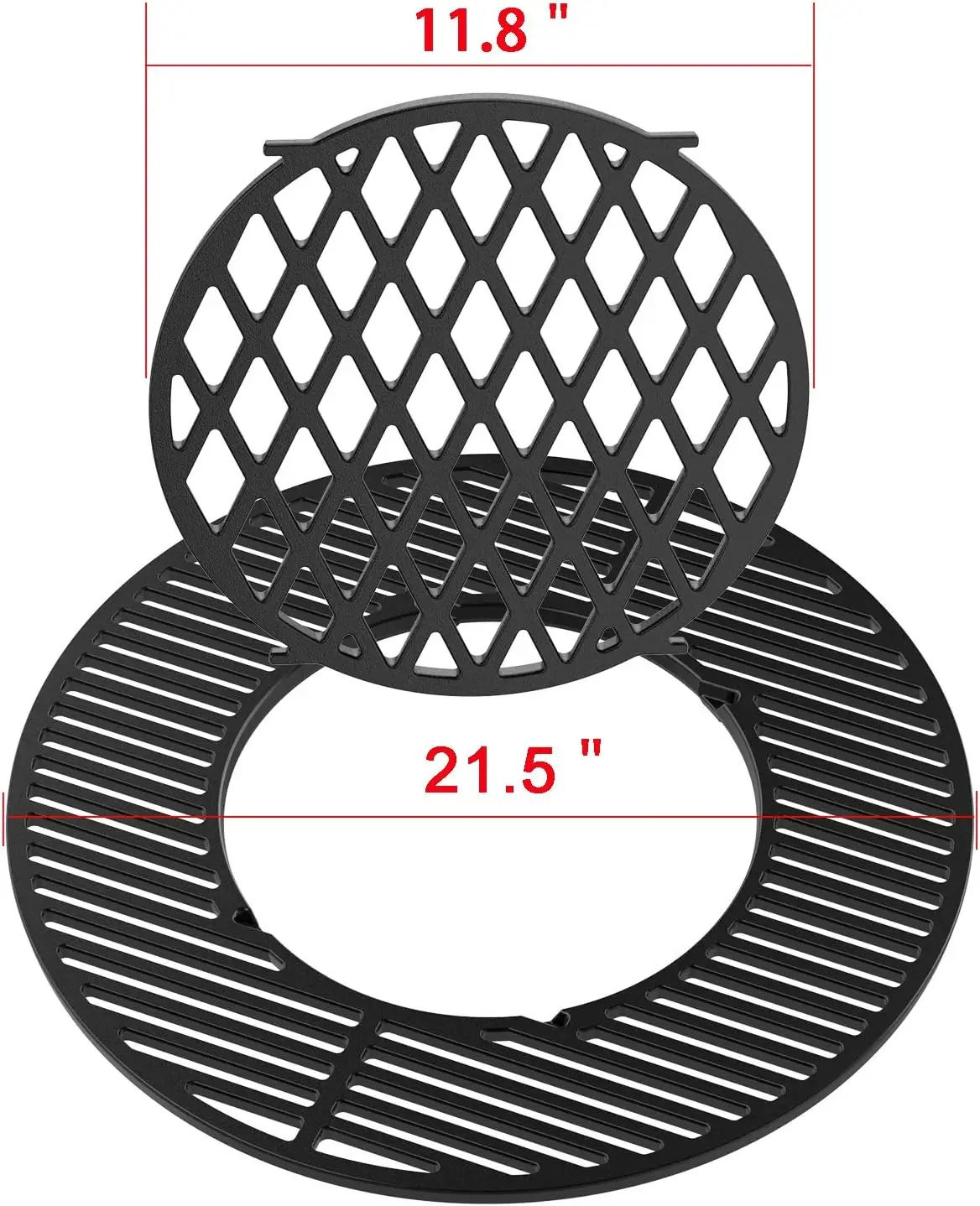 Cast Iron Grill Grate Replacement Gourmet BBQ System for Weber 22inch Kettle Charcoal Grills