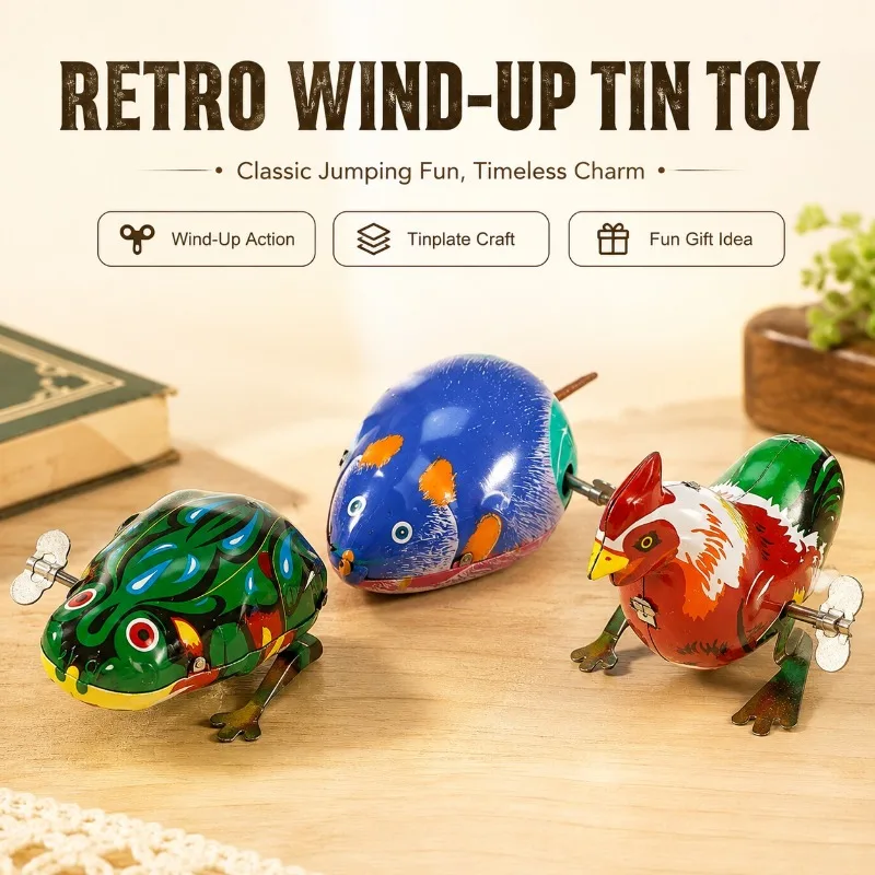 Durable Tin Clockwork Jumping Frog Wind‑up Toy Funny Party Favor Kids Play Gift Ornament