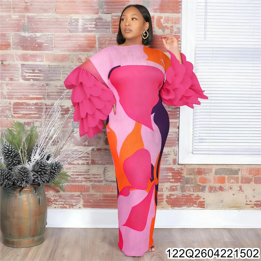 Nuevo Vestido Plisado Transparente con Plumas Issey Miyake 2026 para Mujer, Ropa Europea y Americana 122Q26042215