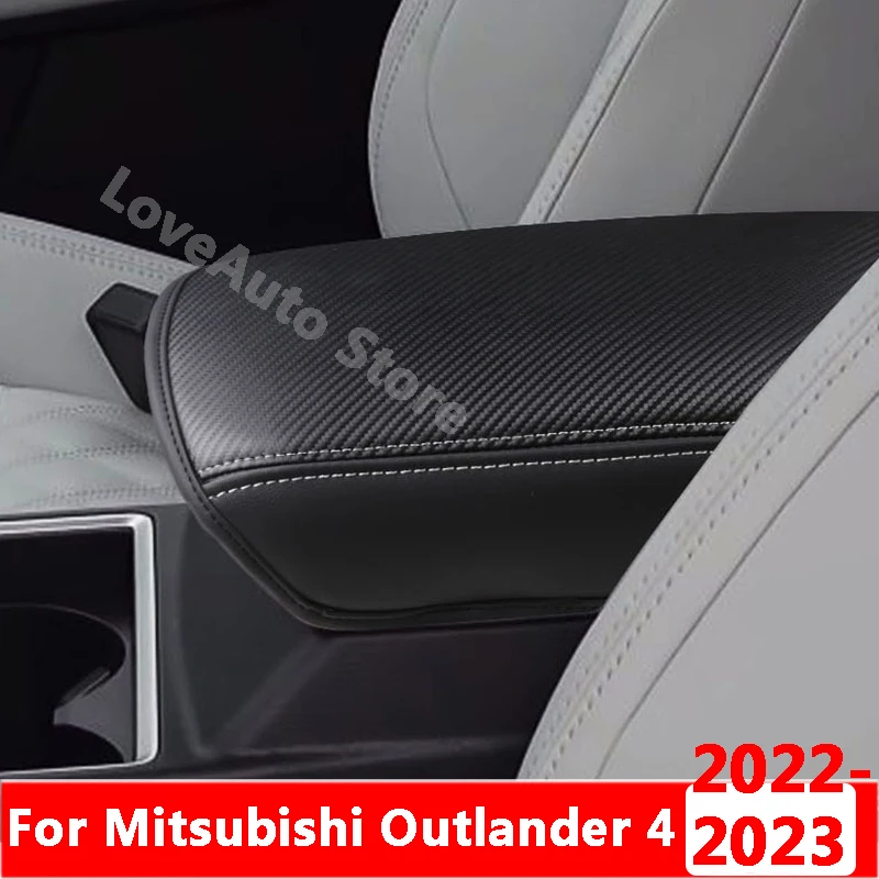 

For Mitsubishi Outlander 4 2022 2023 Central Armrest Box Protective Leather Cover Interior Decorative Leather Pad Accessories