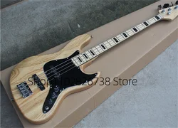 4 Strings Natural Bass Guitar ASH Wood Body Ja Bass Maple Fingerboard Black Inlay Black Guard Factory Custom