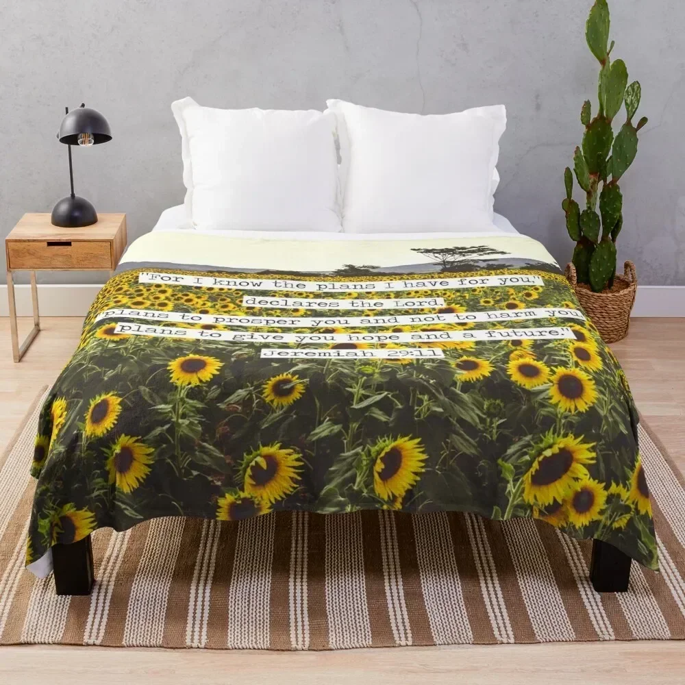 

Jeremiah Sunflowers Throw Blanket Portable Lightweight Blanket for Travel Camping