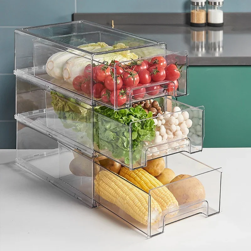 Kitchen Refrigerator Storage Box Drawer-type Fresh-keeping Box Food-grade Eggs and Meat Food Frozen Finishing Storage Box