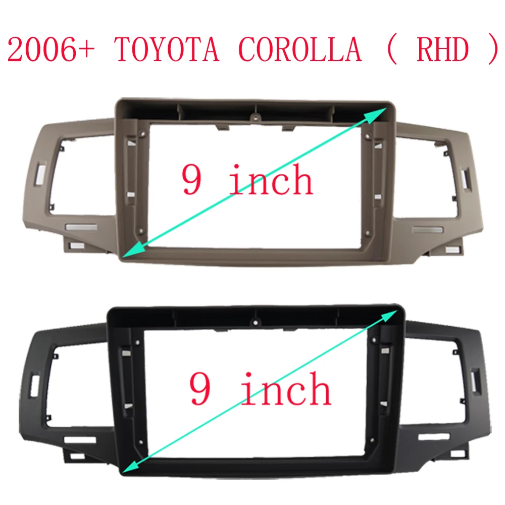Panel de Radio Fascia para coche de 9 pulgadas para TOYOTA Runx, Corolla Runx 2004-2007 (rueda derecha), Kit de tablero, instalación de embellecedor de placa de consola Facia