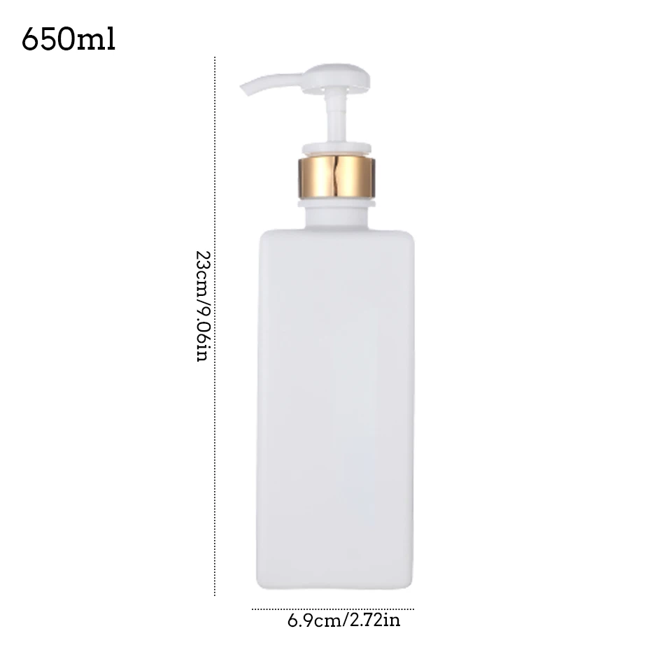 650ml Bathroom Shampoo Dispenser Bottle Gold Design Pump Bottle Refillable Shower Gel Lotion Body Wash Empty Plastic Bottle