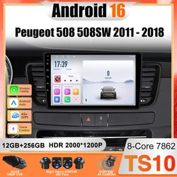 Car Radio For Peugeot 508 508SW 2011 - 2018 wireless CarPlay Android Auto car intelligent systems No 2 din 2din DVD
