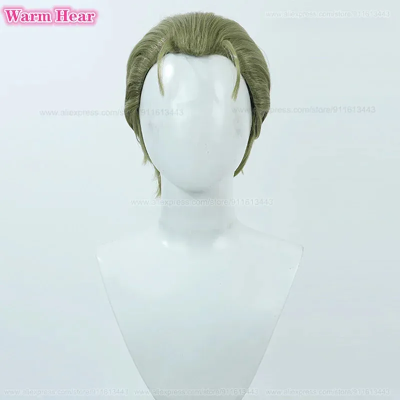 

Высокое качество Heiter синтетические аниме короткие 30 см серый зеленый зачесанный назад косплей термостойкие парики 2025 + бесплатная шапочка для парика