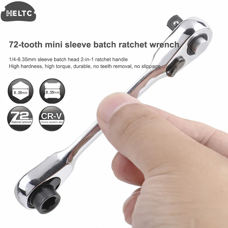 1PCS NEW Mini Double Headed Ratchet Wrench 1/4 Inch Drive Socket Screwdriver Bit Driver Quick Release Ratchet Wrench Hand Tools