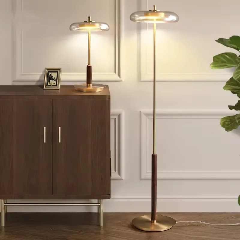

Bedside table lamp, walnut wood, light luxury, creative floor lamp for bedroom, study, living room and sofa