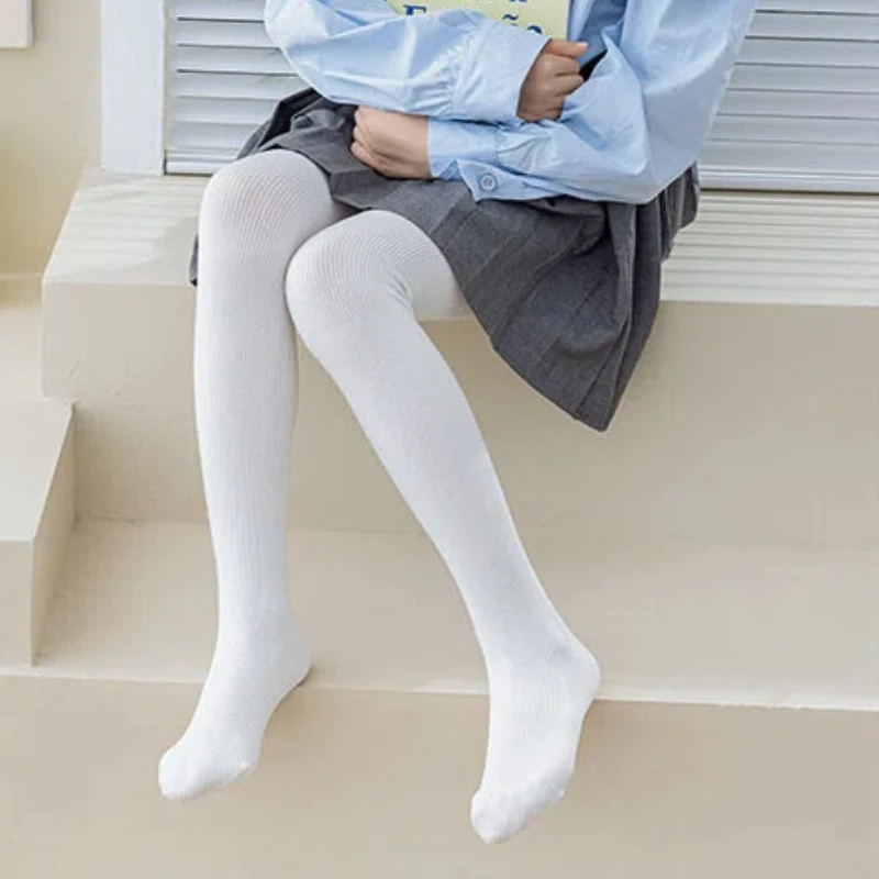 Solid Color Stripe Dance Pantyhose For Lovely Kids Girls Spring Autumn Wear High Elastic Lightweight Comfort Anti-slip Leggings