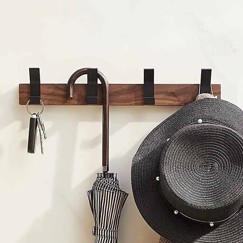 Solid Wood Coat Racks Black Walnut Wall Hooks Clothes Hangers Bedroom Entrance Hall Dressing Rooms Organizer Storage Furniture