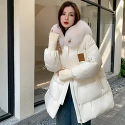 Winter Jackets for Women 2024 New Puffer Coats Luxury Mid-length Coats Down Big Fox Hair Collar Thicken Women's Down Jacket