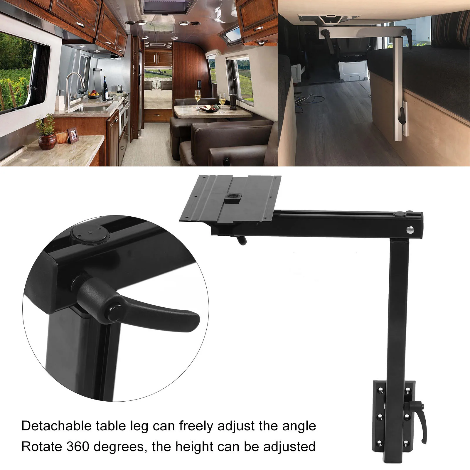 

Adjustable Table Legs Black Heavy Duty Removable 360° Rotation Oxidized Lightweight for RV Yachts Removable Table Leg