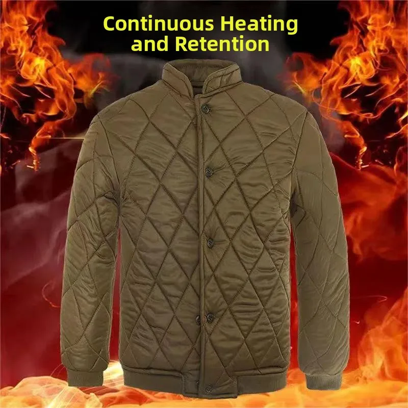 

Men's Cotton Jaet Warmth Heating Middle-Aged And ly Cotton Clothes Winter Workwear Busin Gentleman Sle Long Coat