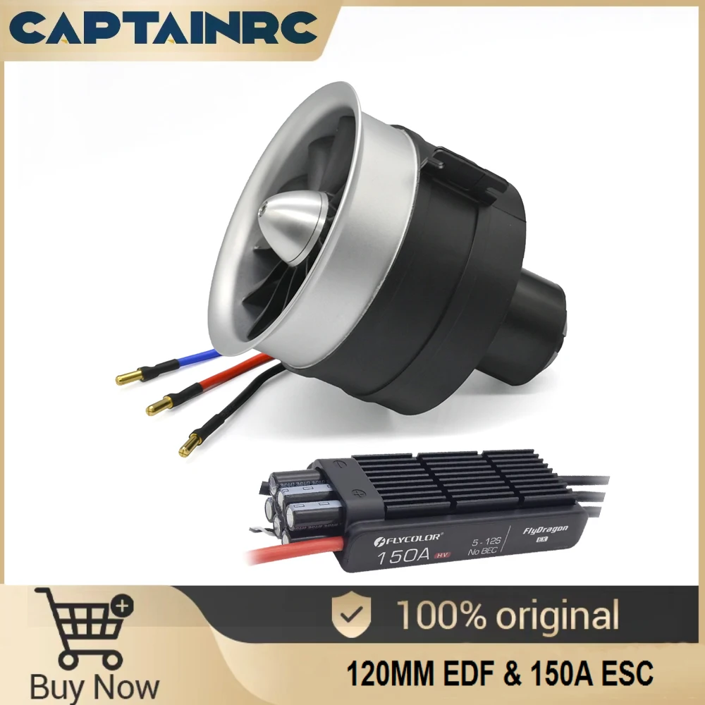 Captainrc 120mm EDF and 150A ESC 5-12S HV OPTO 640KV 8.6KG Thrust for Hobby Model Jet Aircraft Rc Airplane