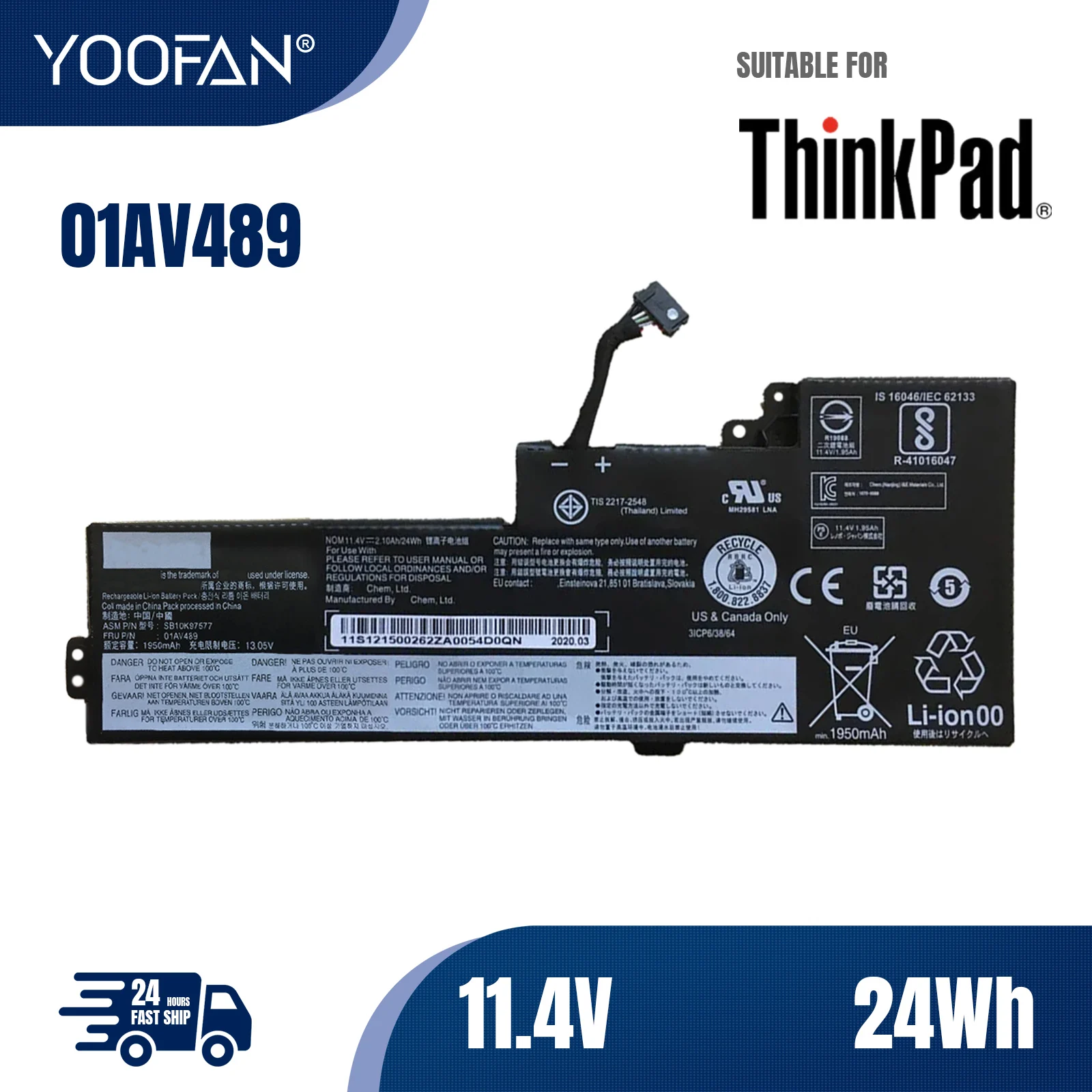 YOOFAN 01AV489 T470 T480 аккумулятор del ordenador портативный для Lenovo ThinkPad A475 A485 TP25 серии 01AV421 01AV420 SB10K97578