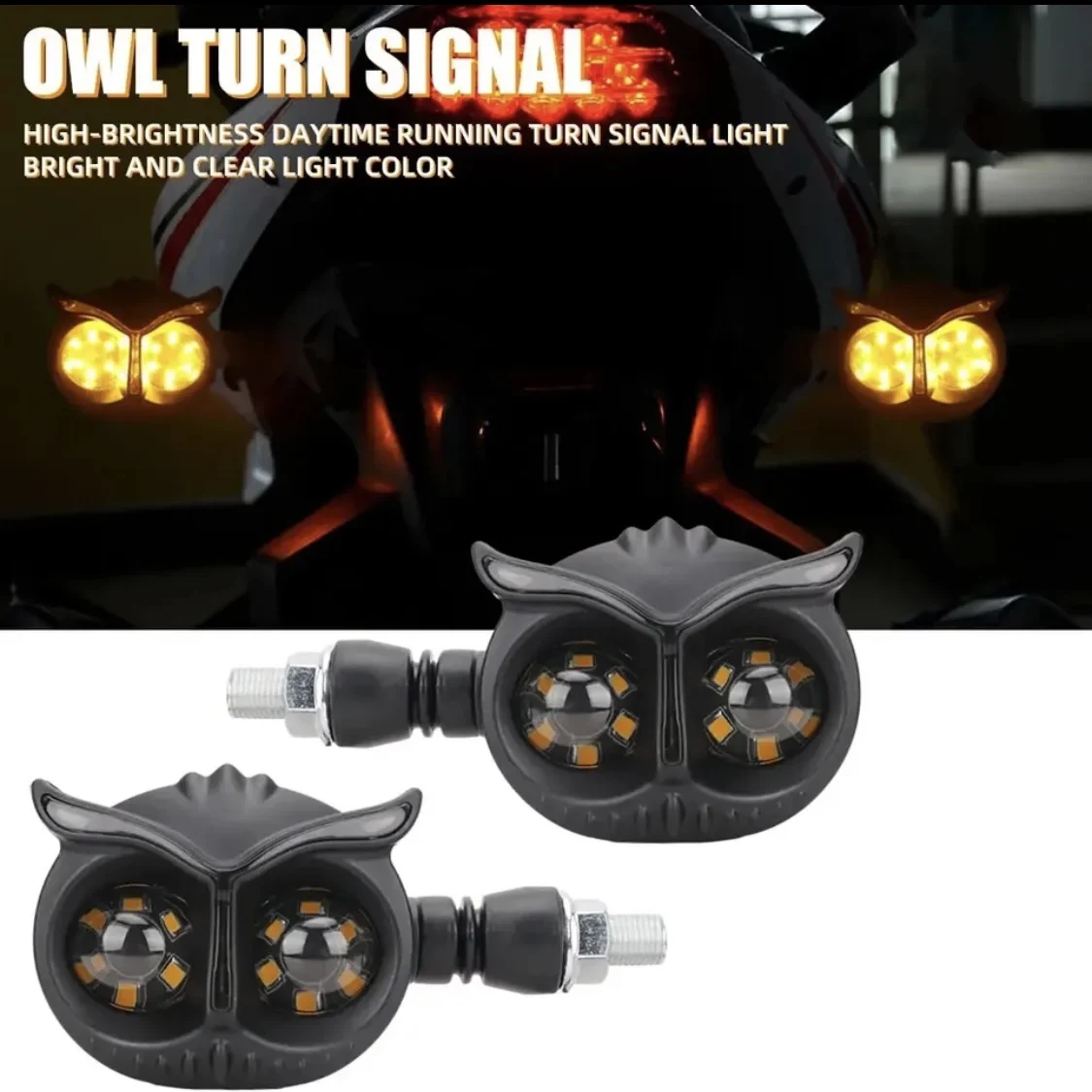 Motorcycle Owl Turn Signal Lens Two-Color LED Car Lights Dirt Bike Accessories Car Lights