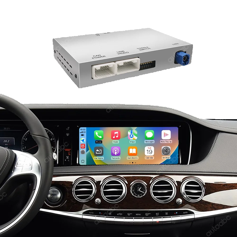 AUTOABC Bezprzewodowy CarPlay do Mercedes Benz Klasy S W222 2014-2018 NTG5.0 z Android Auto Mirror Link AirPlay USB Kamera cofania — 2