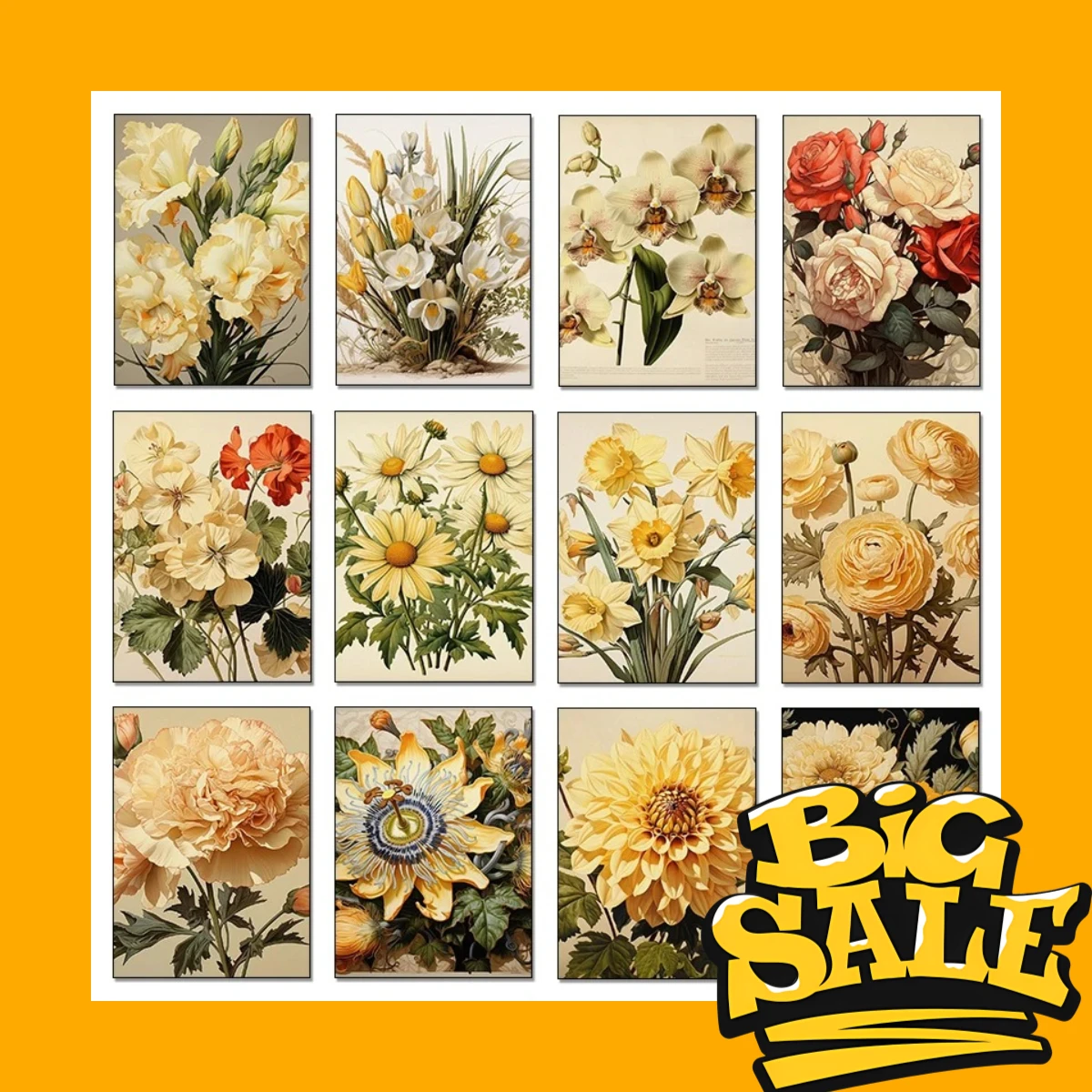A Bouquet That Never Fades – Vintage Sunflower Roses Carnations Peony Frameless Canvas for Living Room Wall Decor 2026
