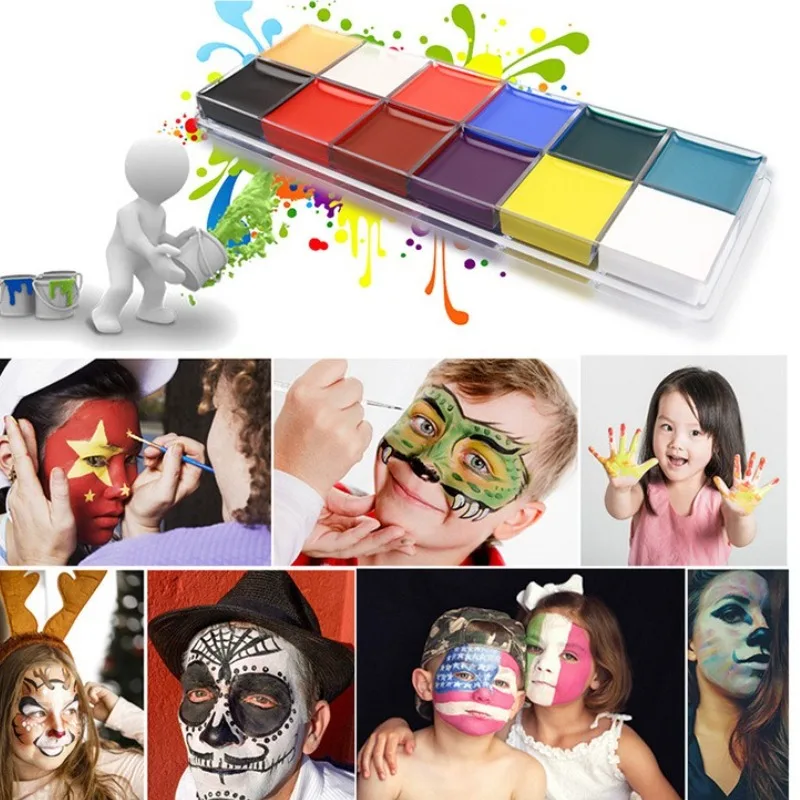 20 couleurs Non toxique sûr visage corps peinture à l'huile peinture Pigment enfants Flash tatouage peinture avec brosse Art Halloween Cosplay fête
