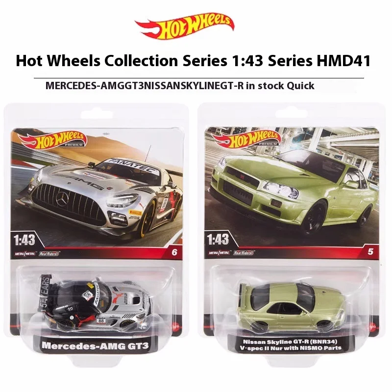

Hot Wheels 1:43 No. 3-21 Car Mercedes Amg Gt3 Nissan Gt-R (R34) Alloy Car Model Small High Quality Sport Car Model Toys Boy Gift